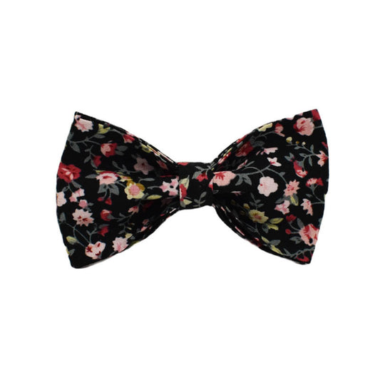 Noeud papillon noir fleuri